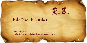 Rácz Bianka névjegykártya
